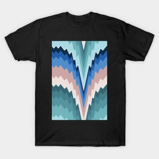 Bargello flame stitch scallops blue and green T-Shirt